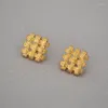 Stud Earrings Unisex Muslin Real Gold Plated For Women With 925 Silver Pin