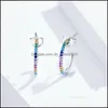 Hoop Huggie Rainbow Color Half Earrings For Women Real 925 Sterling Sier Cz Enagement Statement Jewelry 1788 V2 Drop Delivery Dhnmu