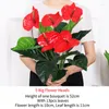 Decorative Flowers 5 Heads Artifcial Plastic Red Anthurium Desktop Bonsai Balcony Potted Green Plants Bouquet Home Garden Office Decoration