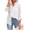 Polos de mujer 2023 Primavera/verano Amazon Solid Cut Out Chiffon Jacquard Botón Camisa de manga larga Mujeres Mujeres