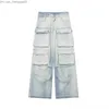 Herenbroeken Nieuwe Y2K American Wide Leg Pants met meerdere pocket Tools High Tailed Jeans Dames Hip-Hop Gothic Clown Street Clothing Z230815
