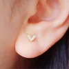 Stud -oorbellen yunli real 18k gouden diamant hart mini eenvoudige natuurlijke pure au750 fijne sieraden geschenken voor vrouwen van de beste kwaliteit