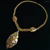 Ketting oorbellen set 2023 mode luxe vintage geel cz zirkon gouden oorbel armband ring bruiloft banket dressing juwelen