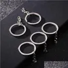 Keychains Lanyards Polished Sier Color 30Mm Keyring Keychain Split Ring With Short Chain Key Rings Women Men Diy Chains Accessories Dhtc7