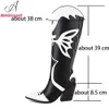 Stiefel Aminugal Cowboy Cowgirl Knie hohe lange Stiefel Schmetterling besticktes schwarz weißes Feen -Feen -Stiefel Western Stiefel Marke 230812