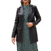 Bureau de veste féminine en cuir en cuir pour femmes Lady Elegant Pu Coat Suite professionnel noir