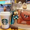 Tasarımcı Moda Çiçek Keychain Bear Bebek Erkek ve Kadın Kartvizit Tutucular İçin Anahtarlık Satchel Bag Anahtarlık Tatil Hediyesi