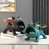 Decorative Objects Figurines Cool French Bulldog Butler Decor with Tray Big Mouth Dog Statue Home Decor Storage Box Animal Resin Sculputre Figurine Art Gift 230812