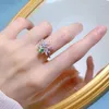 Küme halkaları bahar qiaoer 925 STERLING Gümüş 3 5mm Armut Kesim Laboratuvar Safir Emerald Yüksek Karbon Elmas Taş Fine Yahudi Alyans