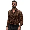 Camicie casual maschile 2023 Fashion Man Club Leopard Shirt Leopard Shirt Festa a maniche lunghe di alta qualità Chemise Homme