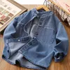 Jackets Boys' Long sleeved clothes 2023 Spring and Autumn kids Denim Shirts Large Children's Wear Polo Neck Handsome Thin Coat 230814