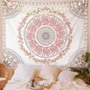 Tapestries Tapestry Esthetiek Tapijtwand Hangende roze bloemmedaille Tapijtwand Art Hippie R230812