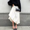 Skirts Elegant Satin Ball Gown Long Skirt For Women Summer Fashion 2023 Korea Stylish High Waist Casual Loose Clothes White Black Pink