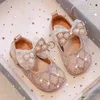 Sneakers Girls Party Shoes Dance Bling Wedding Pearl Mary Jane Square Toe Leather Performance shoes 47R 230814