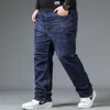 Erkek kot erkekler büyük boyutlu siyah kot 10xl büyük boylu bel gevşek pantolonlar koca artı boyut gevşek denim pantolonlar mavi erkek denim pantolon 230814