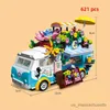 Blöcke Stadtfreunde Forsthaus Prinzessin Garden Street View Ice Truck Food Van Model Bausteine ​​Laden Miniatur Toys Girls R230814