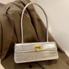 Evening Bags Single Shoulder Bag Stone Pattern Flap Leather Handbag 2023 Design For Women Retro Armpit Gold Silver Shin 230814