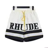 Shorts masculinos do kosp 2023 moda rhude letra bordada bordado contraste esportes elásticos de mulheres capris