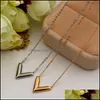 Hangende kettingen 316L titanium staal mode v ketting voor dames plating roségouden letter sieraden drop levering hangers dh9zt