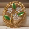 Brooches Middle French Pearl Flower Brooch Enamel Craft Small Gold-plated Lace