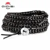 Charm Bracelets Men Women Leather Bracelet Unique Mixed Natural Stones 5 Strands Wrap Handmade Boho Bangles Dropship 230814