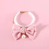 Hundhalsar Pet Pearl Diamond Bow Necklace Princess Style Velvet Tie Birthday Pendant Cat Collar