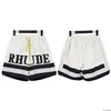 Shorts masculinos do kosp 2023 moda rhude letra bordada bordado contraste esportes elásticos de mulheres capris