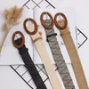 Cintos Novo designer Good Wooden Buckle Elastic Grass Pedido de Cinturão para Senhoras Férias Vento De Holida Seia Bohemiana Elastic Tela Cinturão