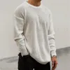 Suéteres masculinos malha suéter de cor sólida colo redonda de manga comprida Pullover grande e alto camisetas gráficas para homens homens