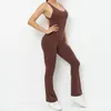 Active Sets 2023 Mini Flare Women Tracksuit Pad Yoga Set One Piece Jumpsuit Workout Legging Rompers Sport Gym Exercise Wear Suit