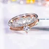 Cluster anneaux 2023 Crown Moissanite Set Ring S925 STERLING Silver Rose Gold plaqué pour les femmes Fine bijoux Engagement Gift de mariage