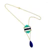 Pendant Necklaces Trendy Geometric Necklace Jewelry Synthetic Stone Noble Blue Waterdrop Female 2023