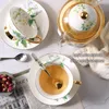 Tea Cups Camellia Bone China Tea Set British Ceramic Tea Cup Pot with Candler Strainer Floral Glass Teapot Set Ceremony Teaware Teacup 230812