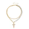 Anhänger Halsketten Edelstahl Perlenschale Kreuz Halskette für Frauen Mädchen OT Abschnitt 2023 Trend Halskette Daily Party Schmuck Geschenk