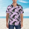 Camisas casuais masculinas Halloween Witch Hat Pattern Mens Hawaiian Manga curta Button Down Beach Tropical Floral