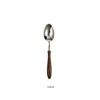 Dinnerware Sets Western Cutlery Set Knife Fork And Spoon Wooden Handle Steak 304 Stainless Steel Tableware Kitchen Bar