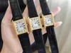 Armbanduhren Luxus Frauen Männer römische Zahlen Armbanduhr Schwarze echte Leder -Rechteck -Uhr Zirkon Quarz Francaise Uhr 24 27 31mmm
