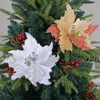 Decoratieve bloemen Glitter kerstmas boom hanger rood goud bloemen eettafel ornament navidad jaar thuiskamer decoratie