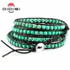 Charm Bracelets Men Women Leather Bracelet Unique Mixed Natural Stones 5 Strands Wrap Handmade Boho Bangles Dropship 230814