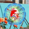 wholesale Sublimation Blanks Blank Wind Spinner 10 Inch Aluminum Spinners Outdoor Hanging Garden Decoration Metal For Diy Both Sides LL