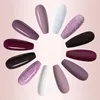 Aokitec 16Pcs Dip Powder Nail Kit Purple Glitter Dipping Powder Starter Set DIY Salon Dip System Liquid Nails Art Kits