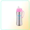 New Baby Feeding Bottle Stainless Steel Thermos Bottle Handle Antiflatulence Nipple Straw 3in1 Milk262O1413414
