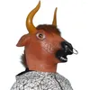 Parti Malzemeleri Karikatür Bull Lateks Maskesi Cadılar Bayramı Noel Cosplay Anaimal İnek Head Costume Headgear Props