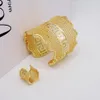 Bangel Luxus Kupfermanschettenknopf Ring für Frauen Dubai Gold Farbe Hohlhelfer Armband Schmuck Nigerian marokkanische Hochzeitsgeschenk 230814