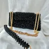 Bolsas de noite Binchas acrílicas com alça de metal com miçangas de mão saco de feminino saco de cor sólida de moda artesanal para mulheres 230814