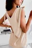 Women's Tanks 2023 Casual Spring Summer Women Bow Spaghetti Strap Camis Solid Color V-neck Office Lady Elgant Tops