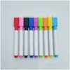 Markers Wholesale Whiteboard Marker Magnetic Pen Dry Erase White Board Magnet Pens Built In Eraser Office School Supplies Drop Deliv Dhepq