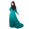 Ropa étnica Moda musulmana Islámica Manga larga Maxi Fotos de vestimenta de mujeres casuales Kaftan Dubai Djellaba
