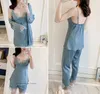 Vêtements de nuit pour femmes Nightgown 5pcs pyjamas costume raony vêtements de maison sexy patchwork vêtements de nuit