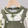 Zestawy odzieży Dzieci Spring Autumn 2PCS/SETS Odzież Bawełniany kreskówkowy dinozaur T-shirt BIB Komojan Kid